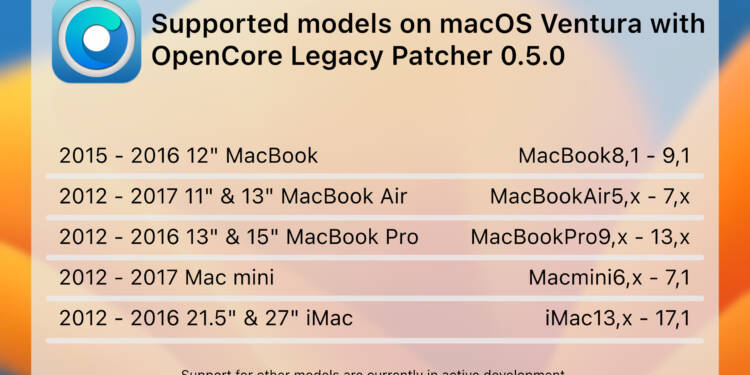macOS Ventura対応のOpenCore Legacy Patcher 0.5.0がリリース